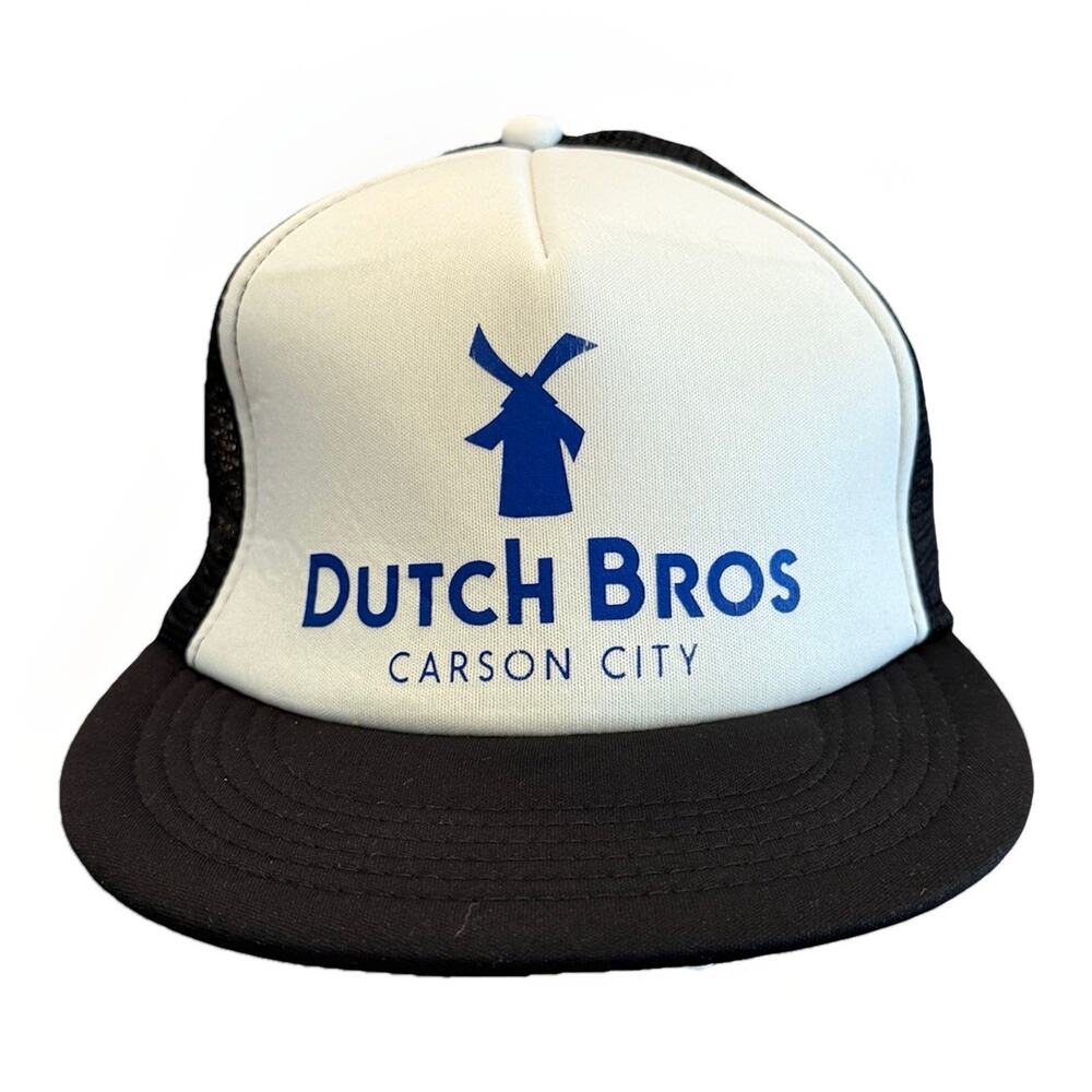 Dutch Bros Coffee Carson City Mens White Black SnapBack Trucker Hat Foam Cap